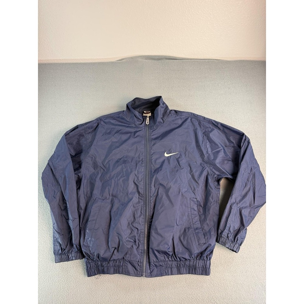 Vintage Nike Jacket Mens M Blue Full Zip Windbreaker Packable Running U8 JEN Y2K